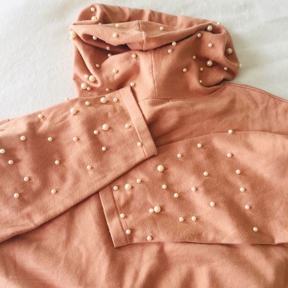 NWT ZARA knit hooded pearl pink sweatshirt top L - Picture 8 of 8